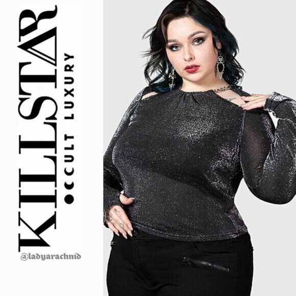 Killstar Tops - KILLSTAR Metals Reflection metallic silver stretch top
